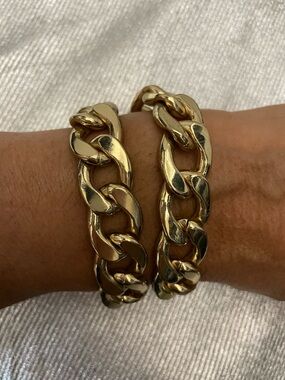 JUMBO GOLD CHAIN LINK DOUBLE STRAND Bracelet  W CLASP. NWT